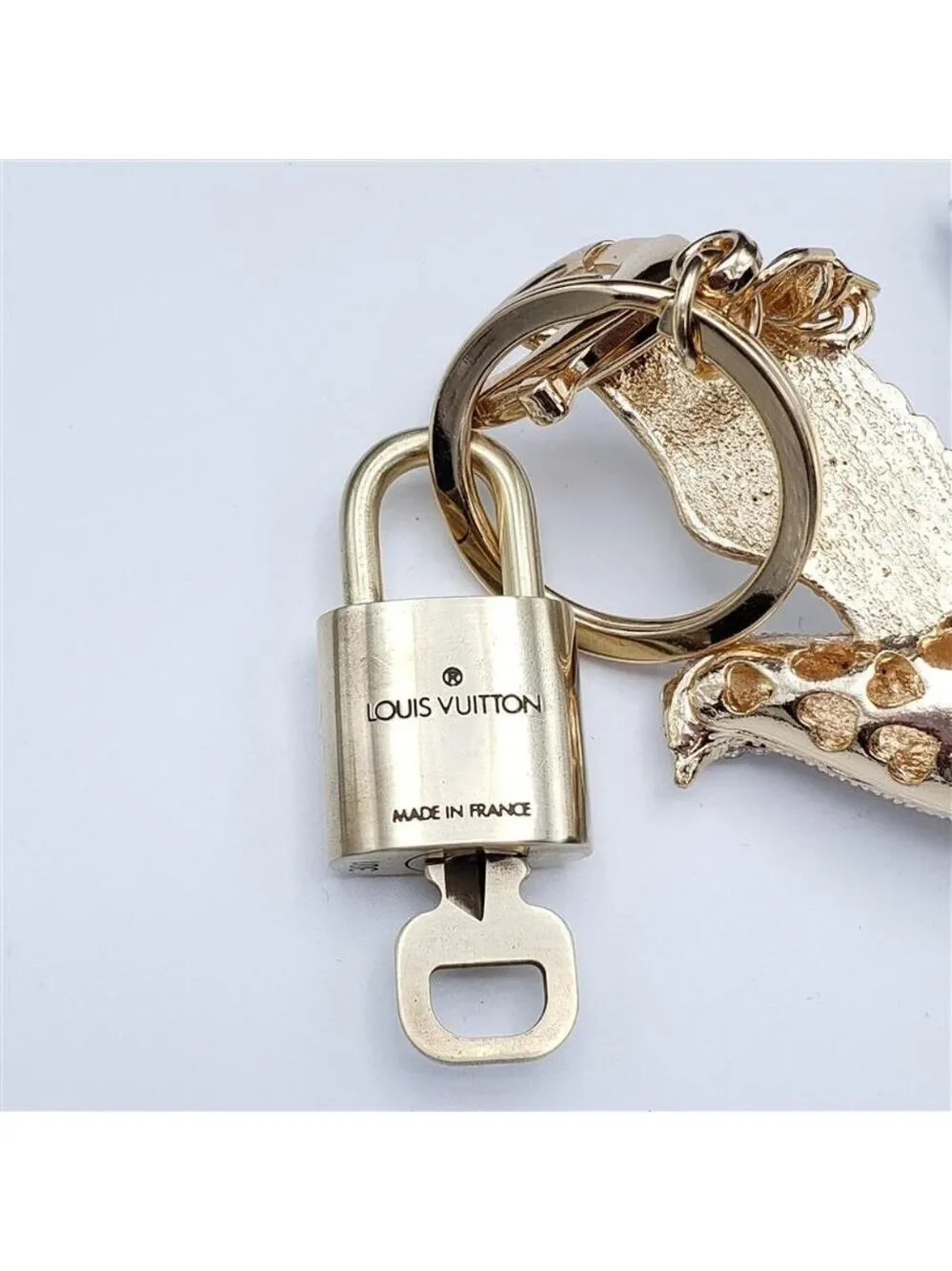 Authentic Louis Vuitton Lock & Key with Unbranded Dove Charm, Keychain
